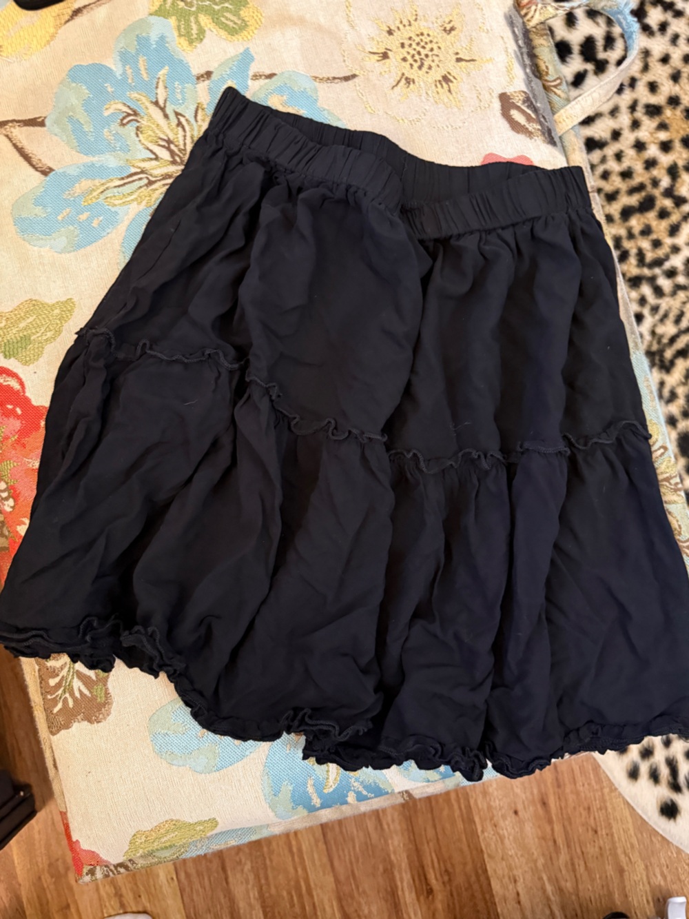 Black Tiered Ruffle Mini Skirt
